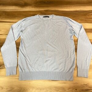 French Connection Mens XL Light Blue Viscose Blend Crewneck Knit Sweater Long Sl
